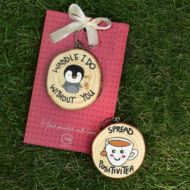 Handpainted Wooden Keychain