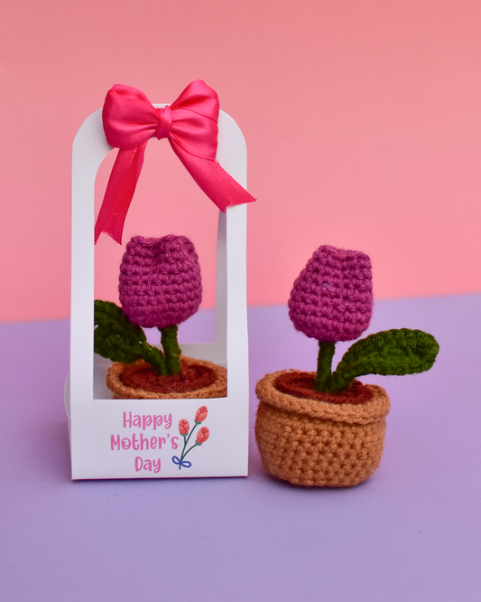 Pink Tulip Crochet Pot