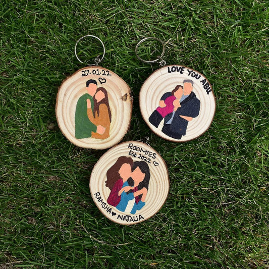 Customisable Handpainted Wooden Keychain