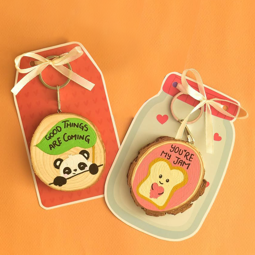 Handpainted Wooden Keychain