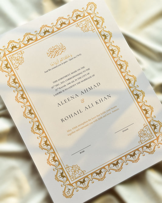 Nyra Nikkah Certificate