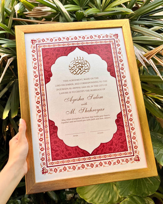 Laal Mehal Nikkah Certificate